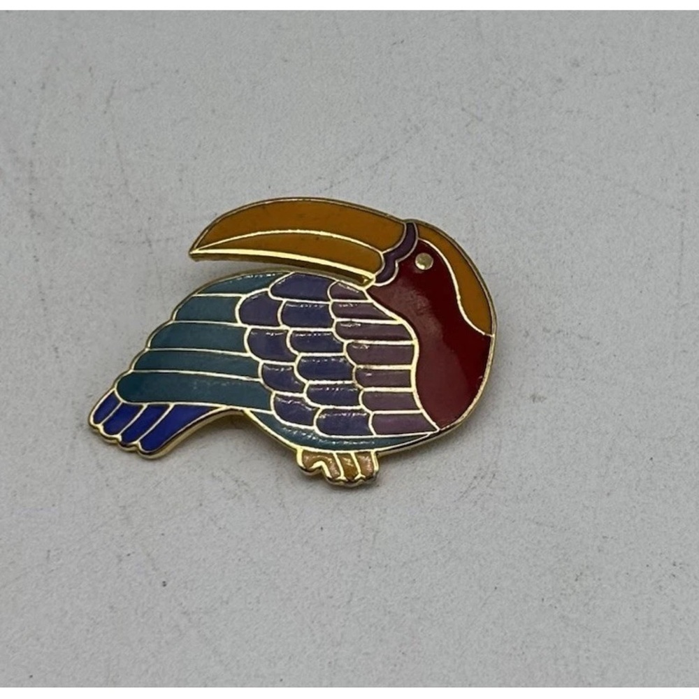 Vintage Laurel Burch Colorful Toucan Enamel brooch Pin